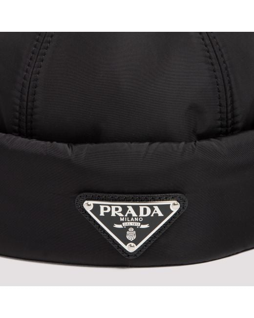 Prada Black Re-Nylon Beanie for men