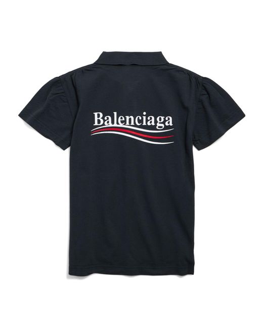Balenciaga Black Logo Embroidered Short-Sleeved Polo Shirt