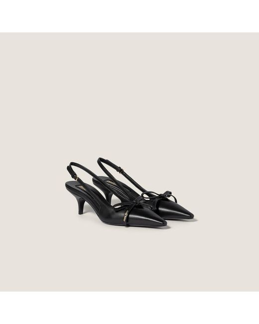 Miu Miu Black Pointed-Toe Slingback Pumps