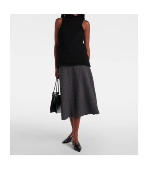 Jil Sander Black Wool Midi Skirt