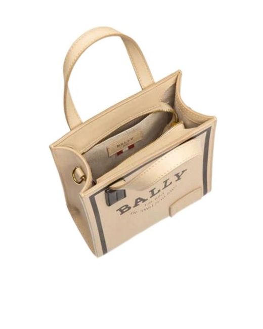 Bally Natural Mini Logo-Print Tote Bag