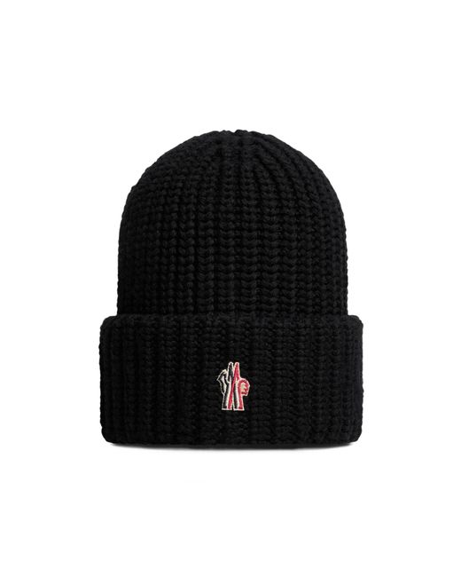 Moncler Black Grenoble Logo Embroidered Beanie for men