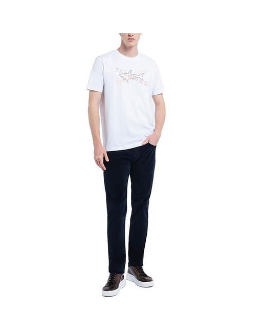 Paul & Shark White Logo T-Shirt With Round Neck Pattern for men