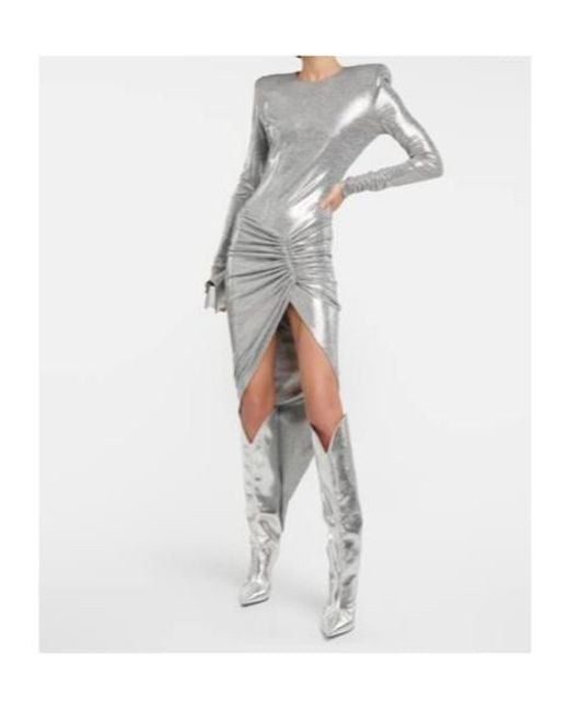 Alexandre Vauthier Gray Metallic Jersey Midi Dress