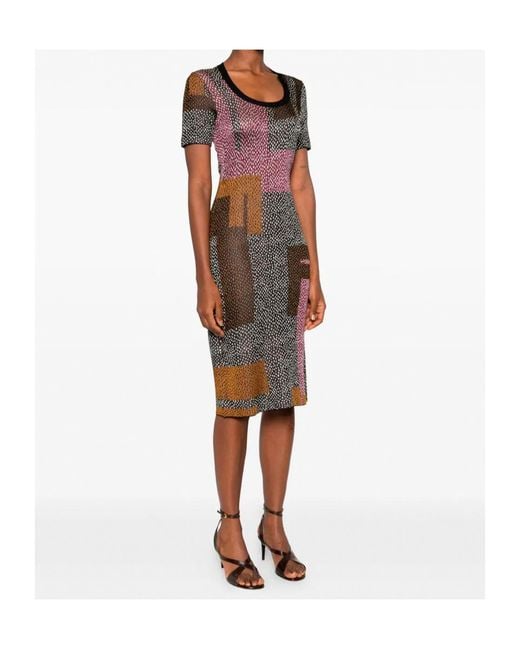 Fendi Multicolor Geometric-Print Midi Dress
