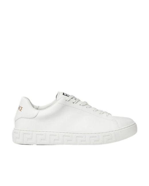 Versace White Greca Lace-Up Sneakers for men