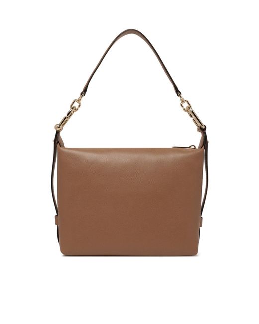 Furla Brown Tonie Zip-Up Small Shoulder Bag