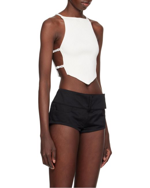Courreges White Courrèges Logo Embroidered Ribbed-Knit Cropped Top
