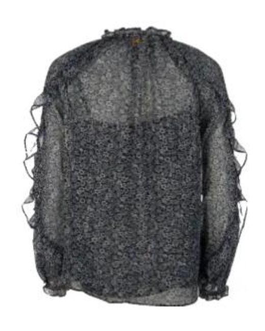 Michael Kors Gray Ruffled Floral Blouse