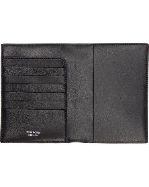 Tom Ford Black Polished Crocodile-Pattern Embossed Card Case for men