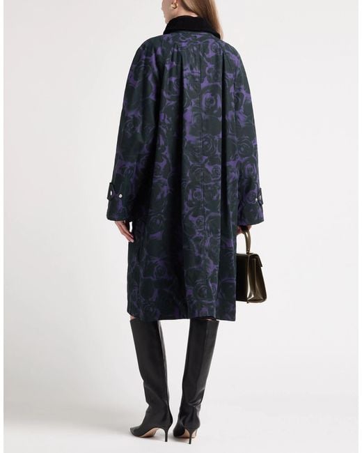 Burberry Blue Floral Print Long Coat