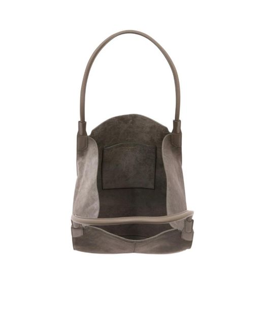 Victoria Beckham Gray Logo Printed Tote Bag