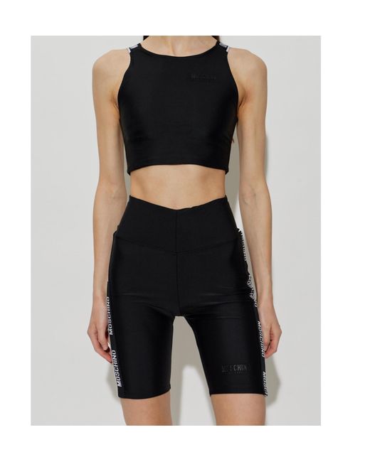 Moschino Black Logo Rubberised Cropped Top
