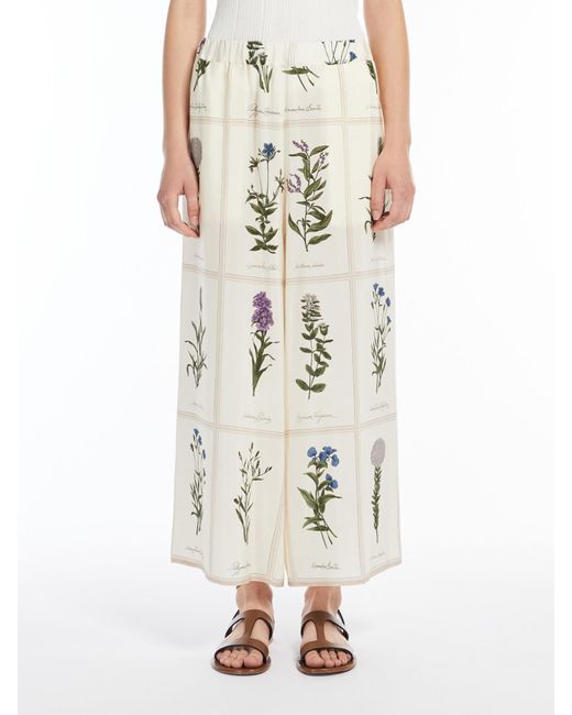 Weekend by Maxmara Natural Printed Silk Relaxed Trousers