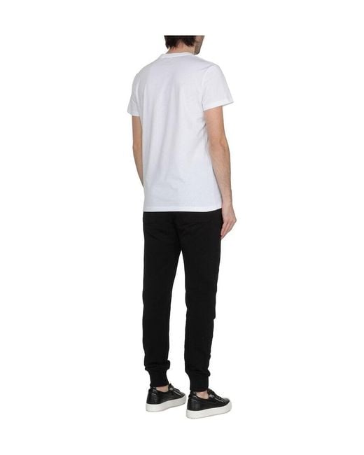 Balmain White Logo Printed T-Shirt for men