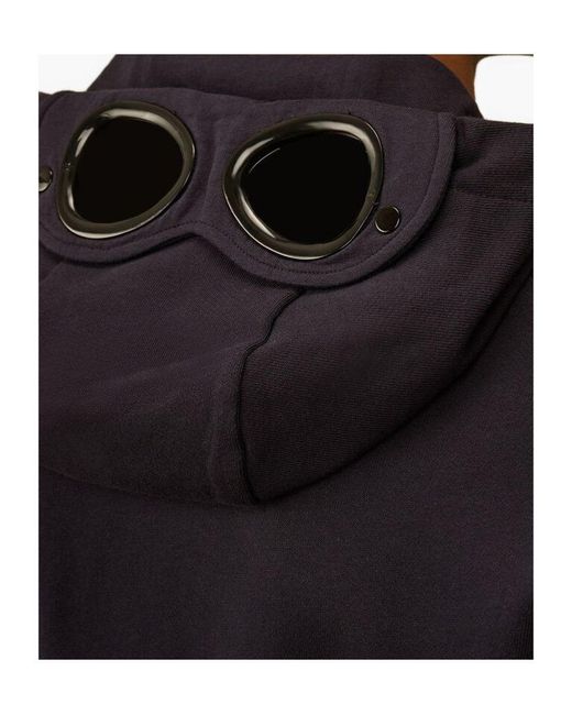 C P Company Black Goggle Zip-Up Hoodie for men