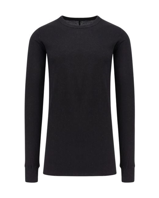 Rick Owens Black Fine-Knit Long-Sleeved T-Shirt for men