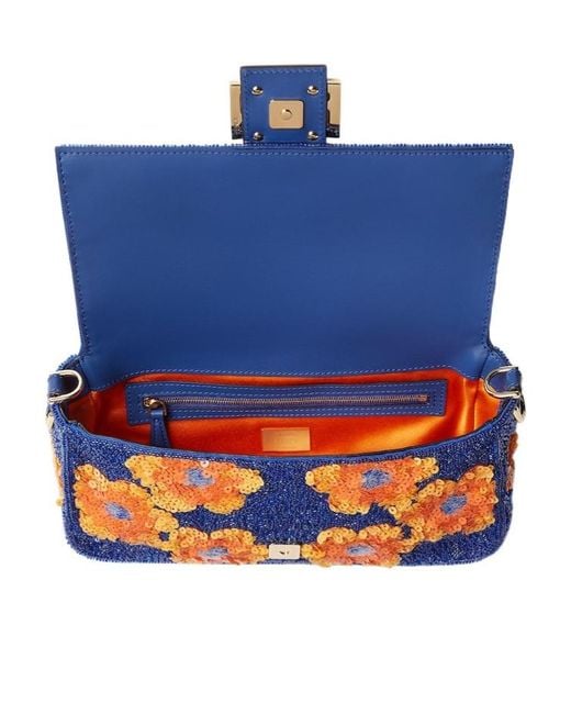 Fendi Blue Baguette Medium Shoulder Bag