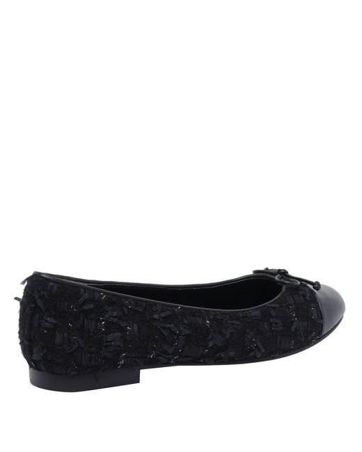 Tory Burch Black Bow Detailed Cap-Toe Ballet Flats