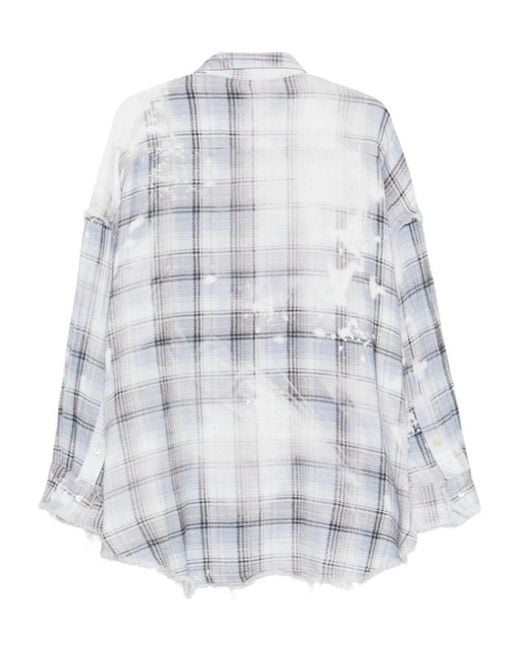 R13 Multicolor Shredded Seam Drop Neck Shirt