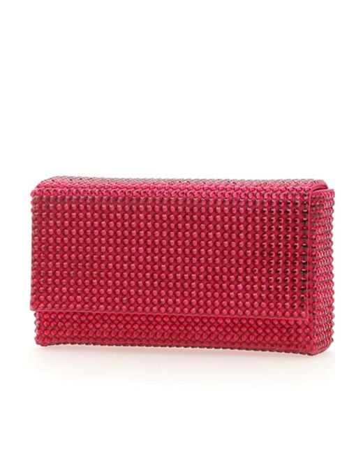 AMINA MUADDI Red Logo Clutch