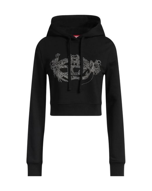 DIESEL Black Solid Color Hooded Sweatshirt