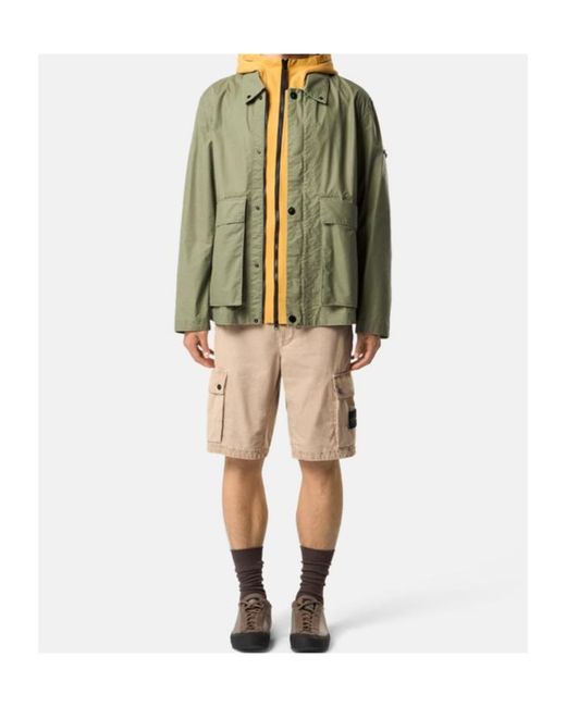 Stone Island Natural Compass Patch Cargo Shorts for men