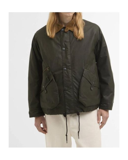 Barbour Black Corduroy-Collar Zip-Fastening Jacket for men