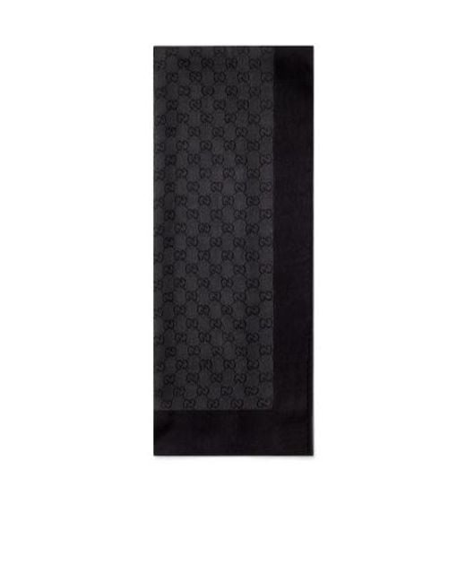 Gucci Black Monogram Chiffon Scarf