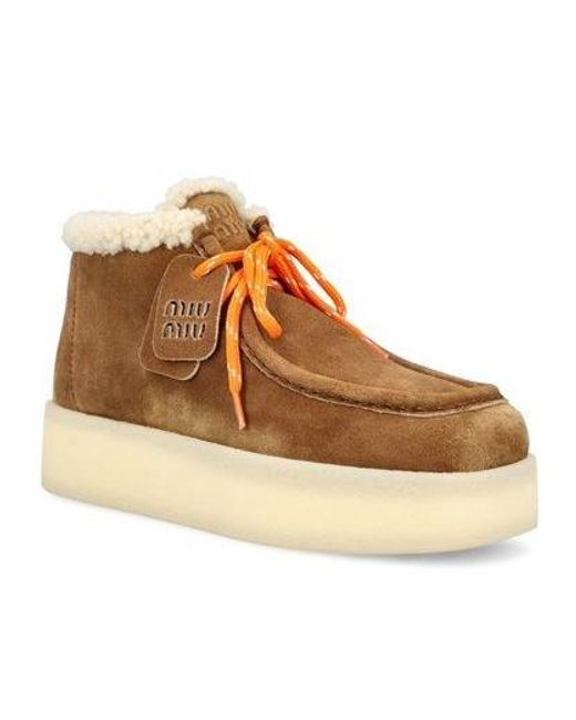 Miu Miu Brown Logo Short Boots