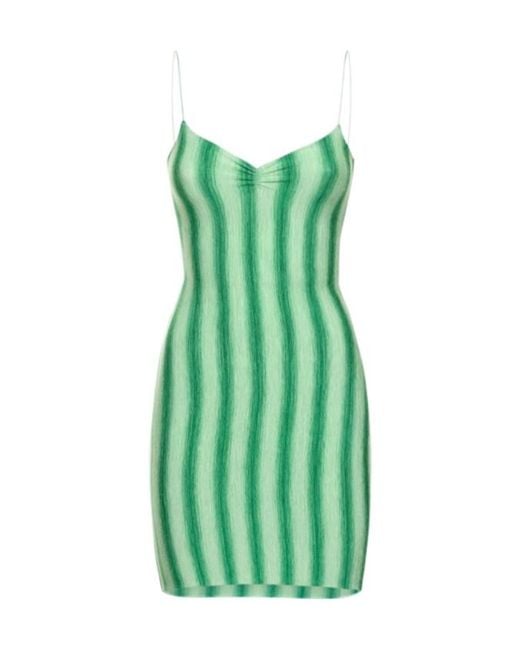 GIMAGUAS Green Simi Striped Viscose Mini Dress