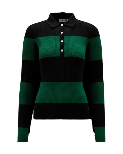 Moncler Green Wool Polo Shirt