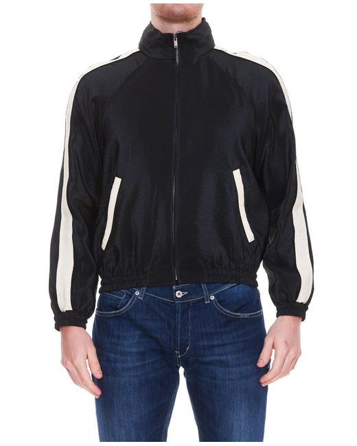 Saint Laurent Blue Monogram Zip-Up Jacket for men