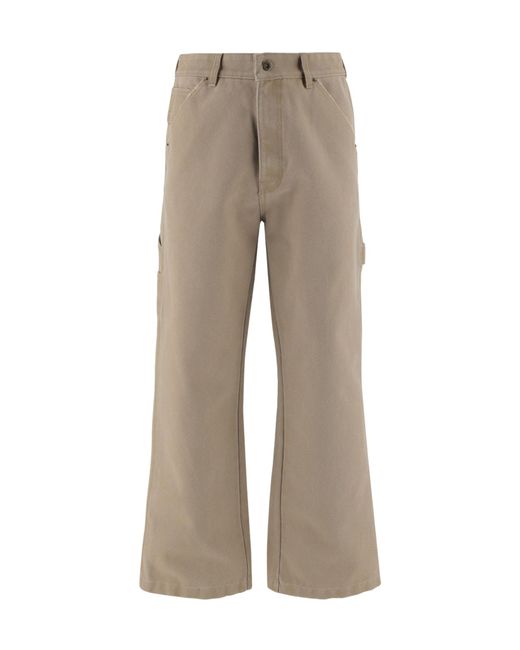 we11done Gray Logo Patch Pants for men