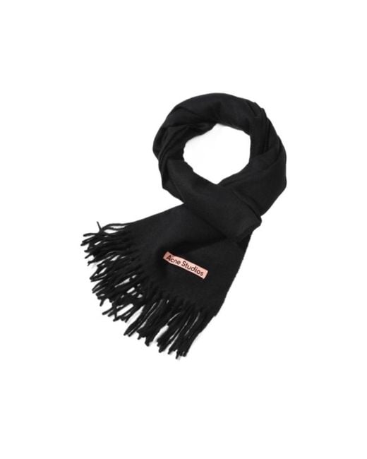 Acne Black Tassel Cashmere Scarf for men