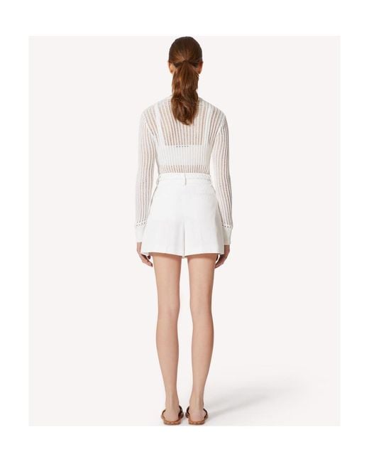 RED Valentino White Knitted Belt Detail Shorts