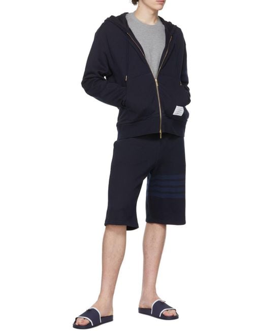 Thom Browne Blue Stripe Tab Pool Sandals for men