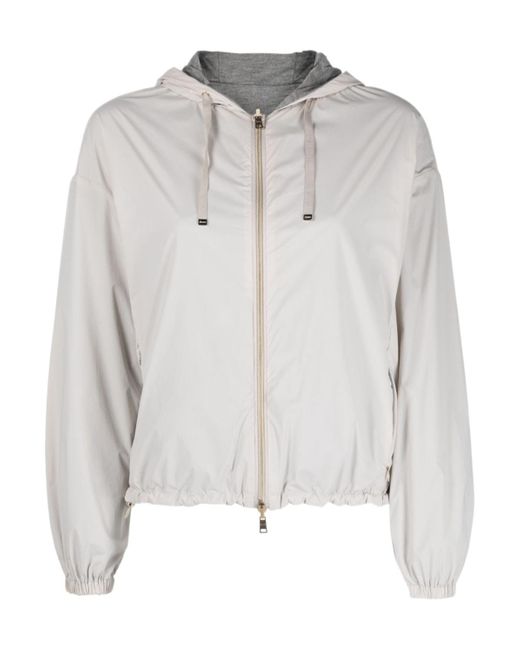 Herno Gray Chiara Cropped Hooded Jacket
