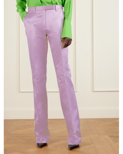 Tom Ford Purple Duchesse Tailored Straight Satin Pants