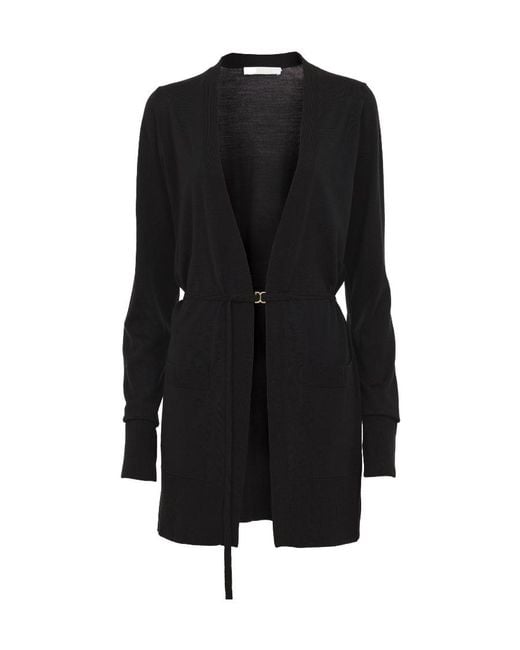 Chloé Black Chloé Belted Long-Sleeved Cardigan