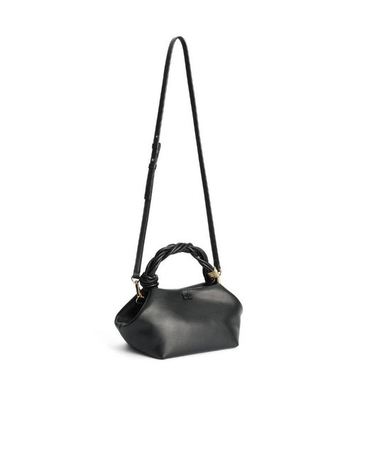 Ganni Black Bou Twisted Handle Small Shoulder Bag