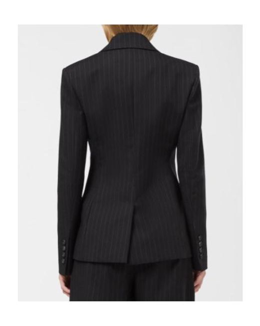 ANDAMANE Black Bianca Pinstripe Fitted Blazer