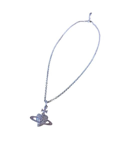 Vivienne Westwood White Logo Engraved Necklace