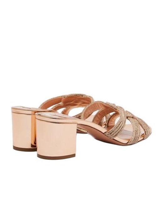 Aquazzura Pink Felix Embellished Leather Sandals