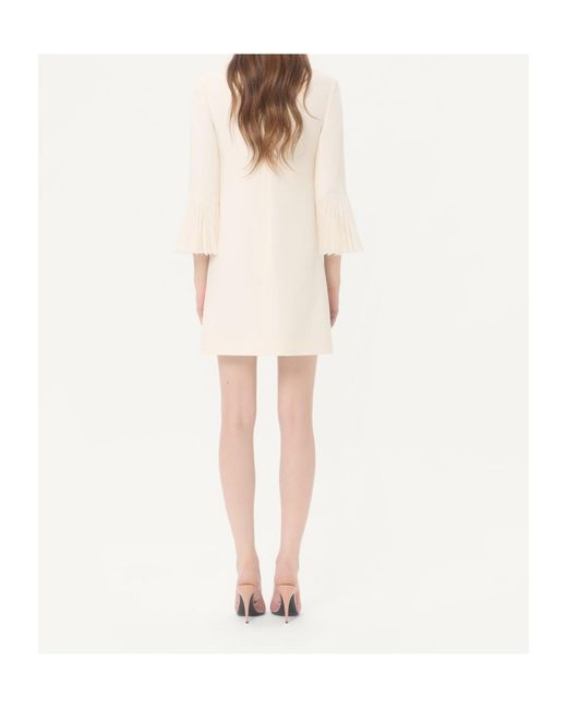 Valentino Natural Embroidered Crepe Couture Short Dress