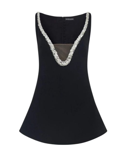 David Koma Black Mirror And Crystal A-Line Dress