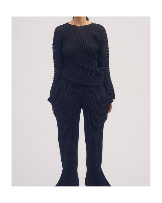 Issey Miyake Black Stream Pleated Top