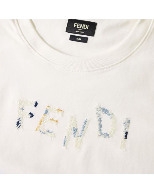 Fendi White Printed T-Shirt for men
