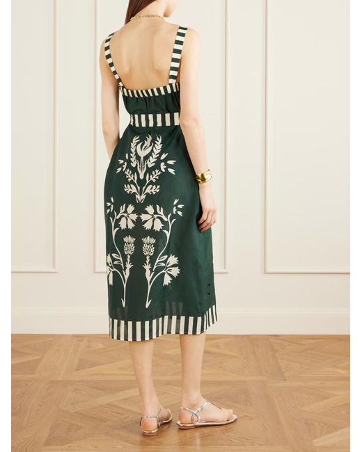 Eres Green Lakshya Floral-Print Striped Midi Dress