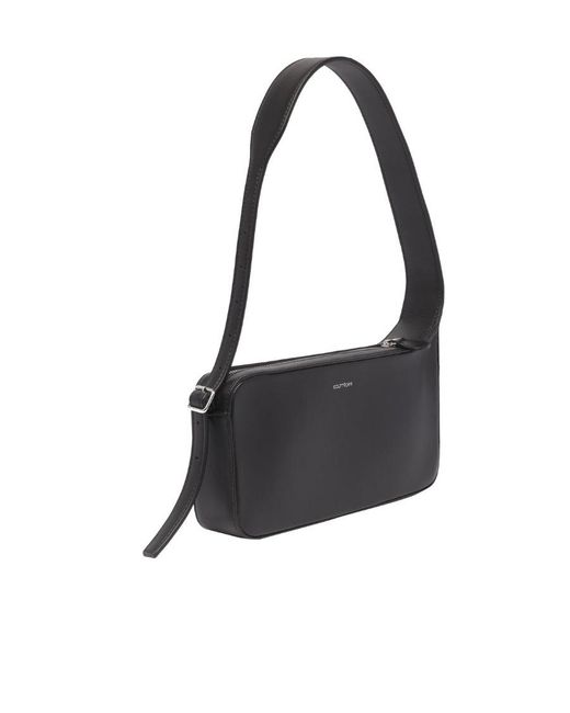 Courreges Black Courrèges Logo Printed Zip-Up Shoulder Bag